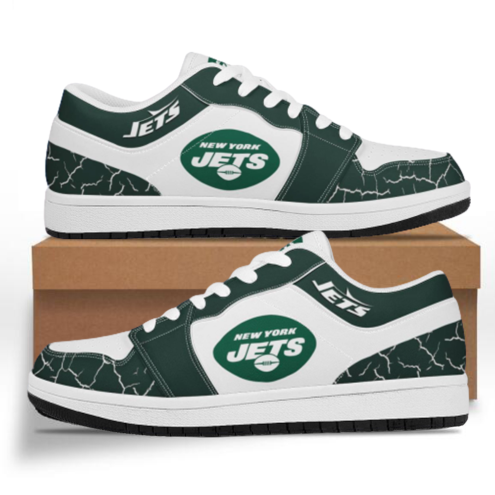 Women's New York Jets Low Top Leather AJ1 Sneakers 001